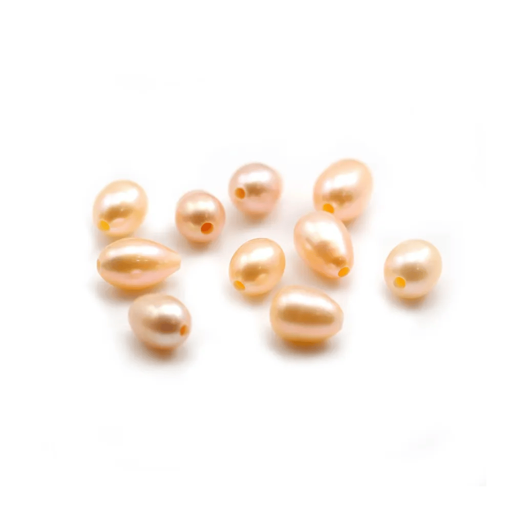 Perle de culture d'eau douce, saumon, olive, 8-10mm x 1pc