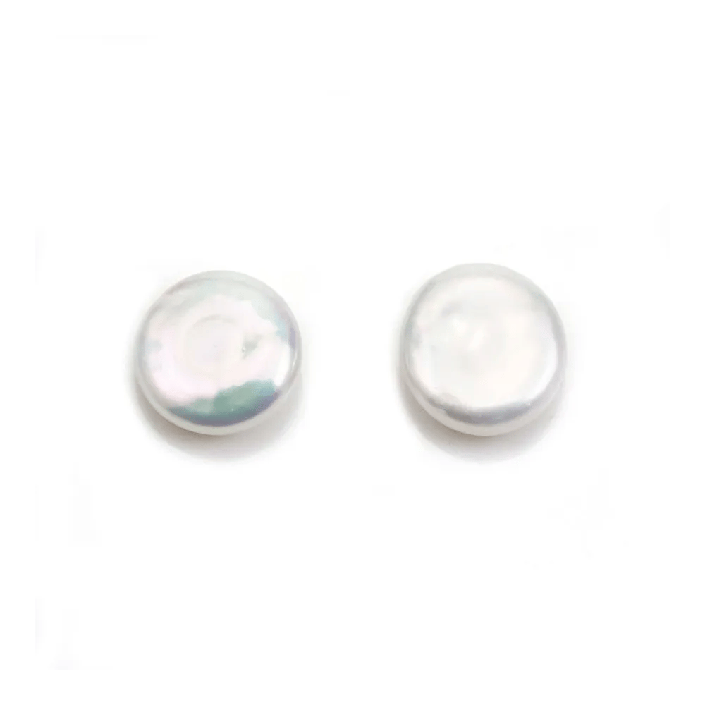 Perles de culture d'eau douce, blanche, ronde plate, 11mm x 1pc