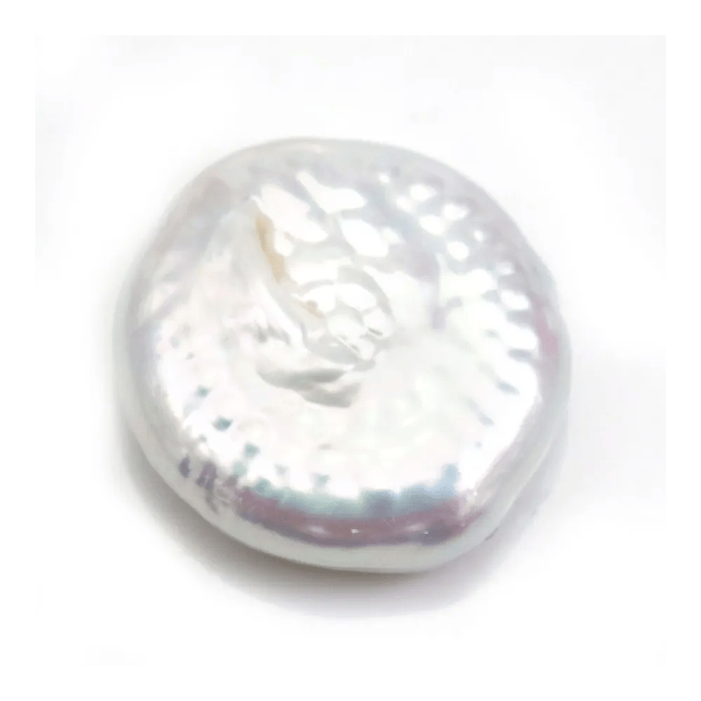 Perles de culture d'eau douce blanc argenté en rond plat 11mm x 1pc