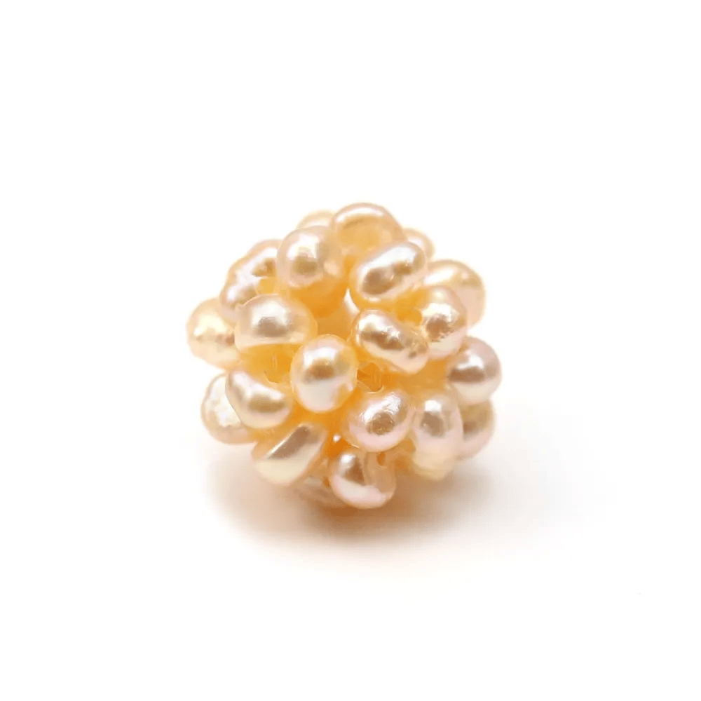 Boule de perles d'eau douce de couleur saumon, de taille 13-14mm x 1pc