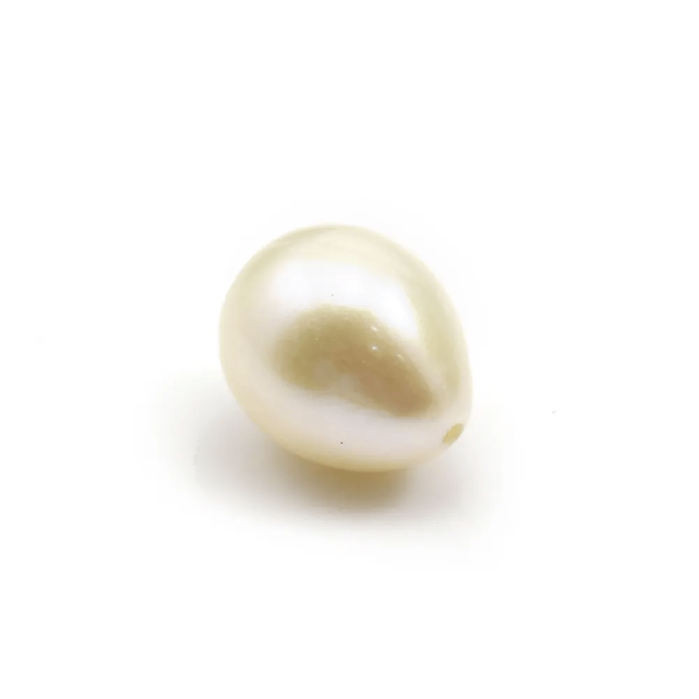 Perle de culture d'eau douce,  semi-percée, blanche, olive, 9-10mm x 1pc
