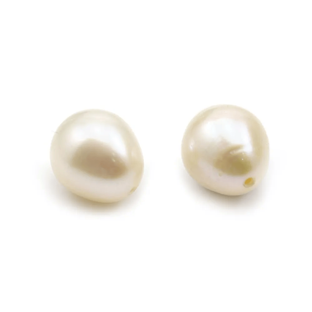 Perle de culture d'eau douce, semi-percée, blanche, olive, 7-8mm x 1pc