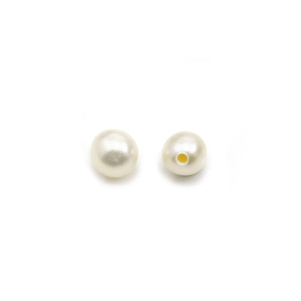 Perle de culture d'eau douce, semi-percée, blanche, ronde,  4.5-5mm x 2pcs