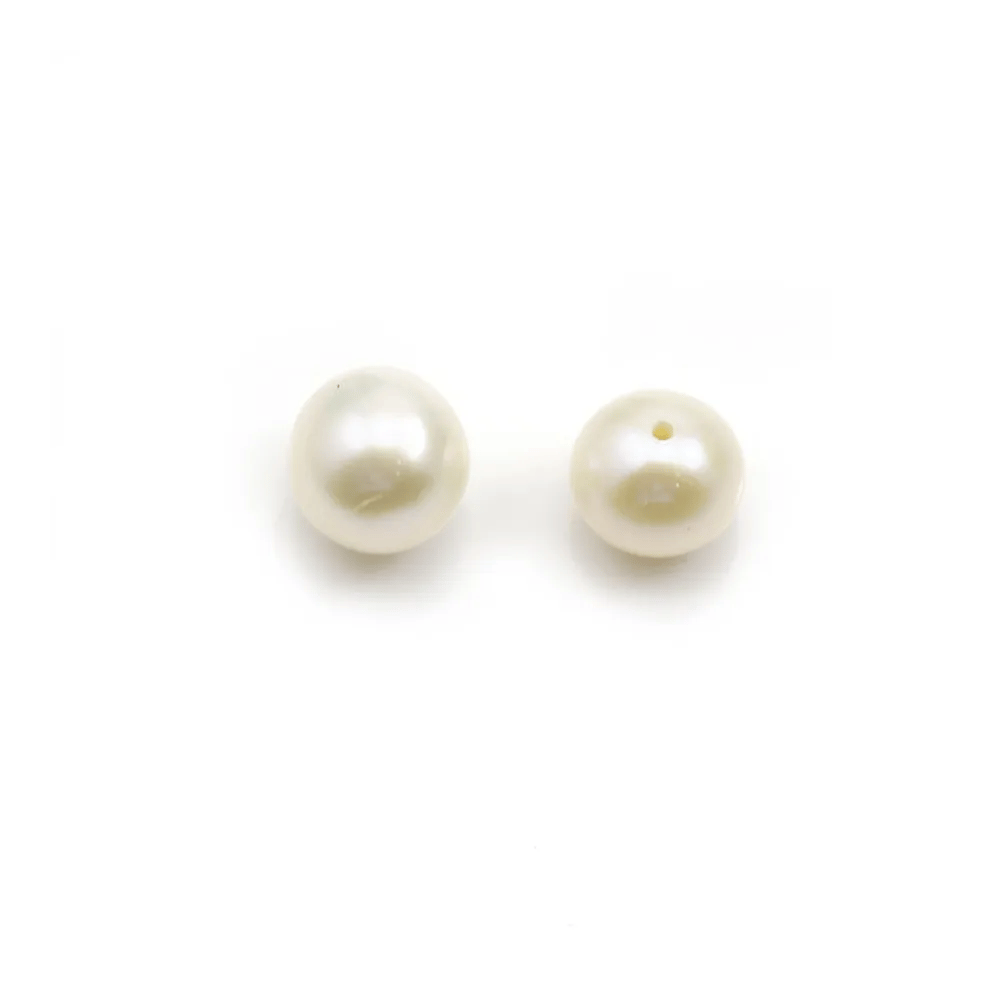 Perle de culture d'eau douce, semi-percée, blanche, ronde, 6-6.5mm x 1pc