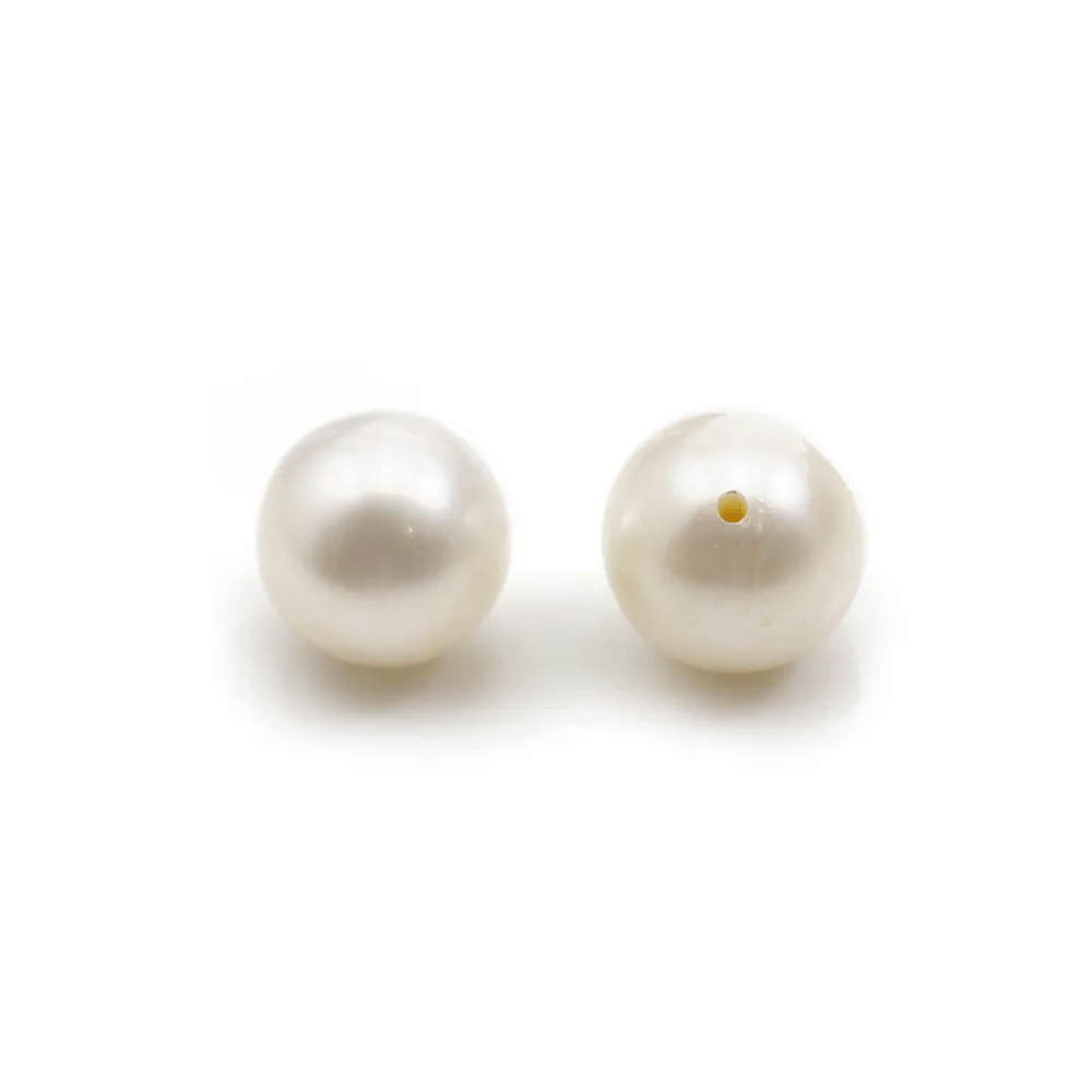 Perle de culture d'eau douce, semi-percée, blanche, ronde, 7-7.5mm x 1pc