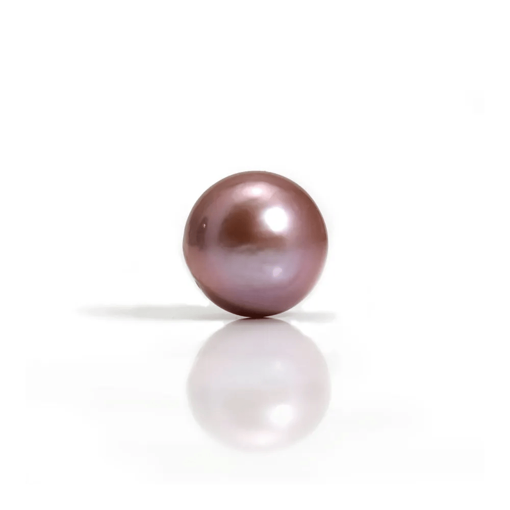 Perle de culture d'eau douce mauve ronde 12-13mm  semi-percée  x 1pc
