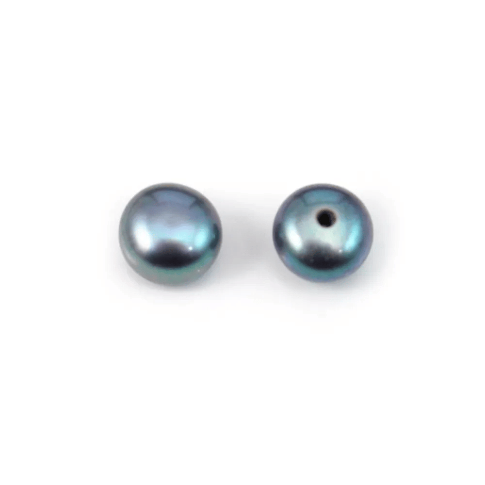 Perles de culture d'eau douce, semi-percée, bleu foncé, bouton, 6mm x 2pcs