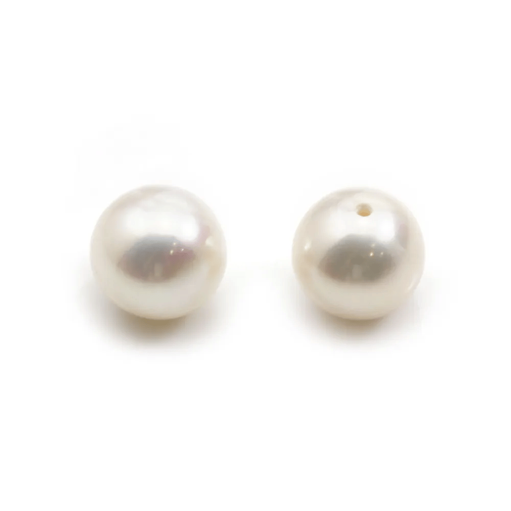 Perle de culture d'eau douce, semi-percée, blanche, ronde, 8-9mm x 1pc