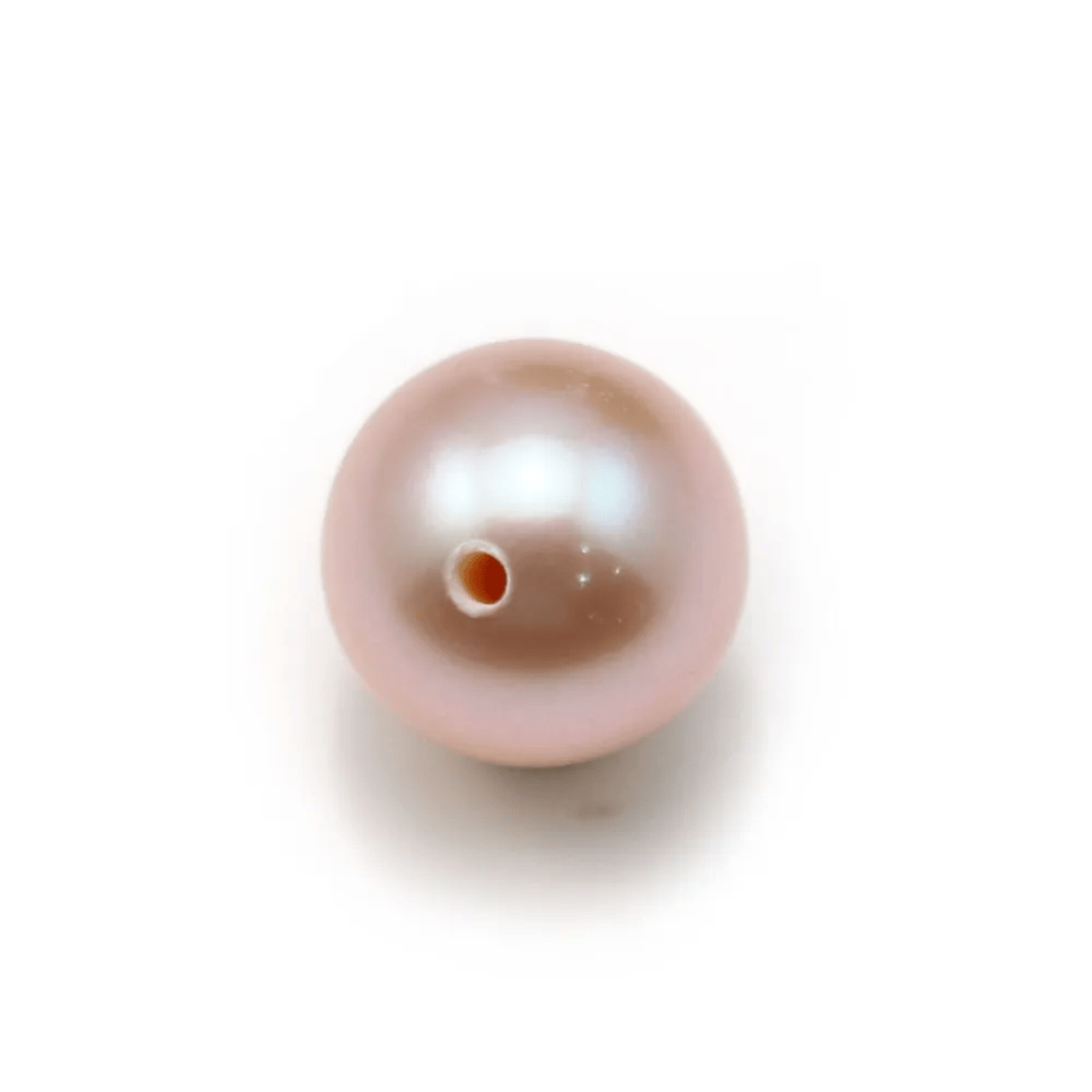 Perle D'eau Douce rond mauve 8-10mm demi tron 0.6mm  x 1pc