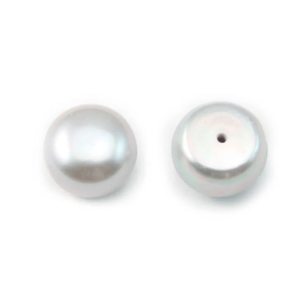 Pearl freshwater Gray round plat 12-13mm  demi tron 1.0mm  x 1pc
