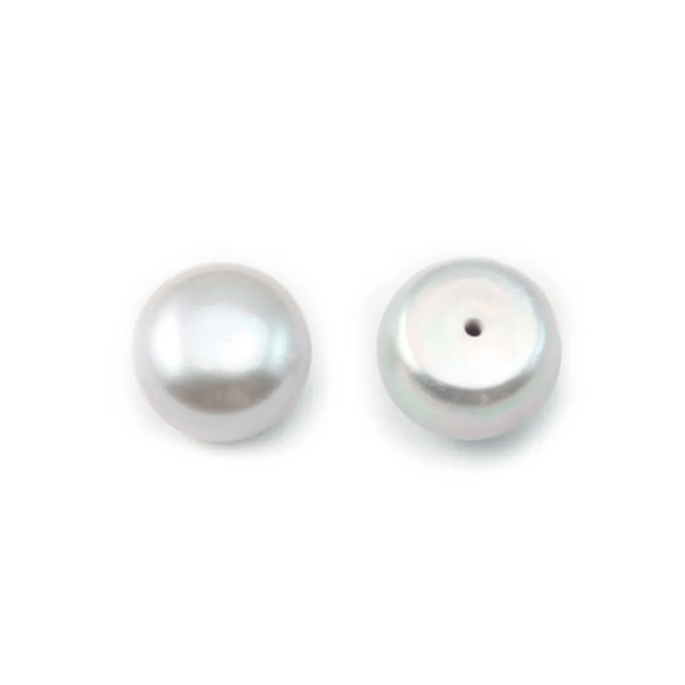 Pearl freshwater Gray round plat 12-13mm  demi tron 1.0mm  x 1pc
