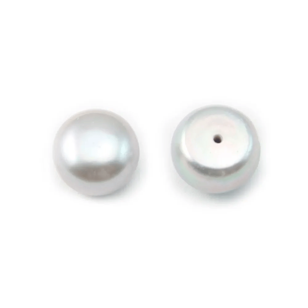 Pearl freshwater gray round plat 11-12mm  demi tron 1.0mm  x 1pc