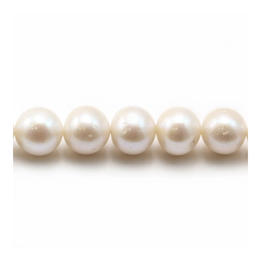 Perles de culture d'eau douce, blanche, ronde, 12-13mm x 40cm AA