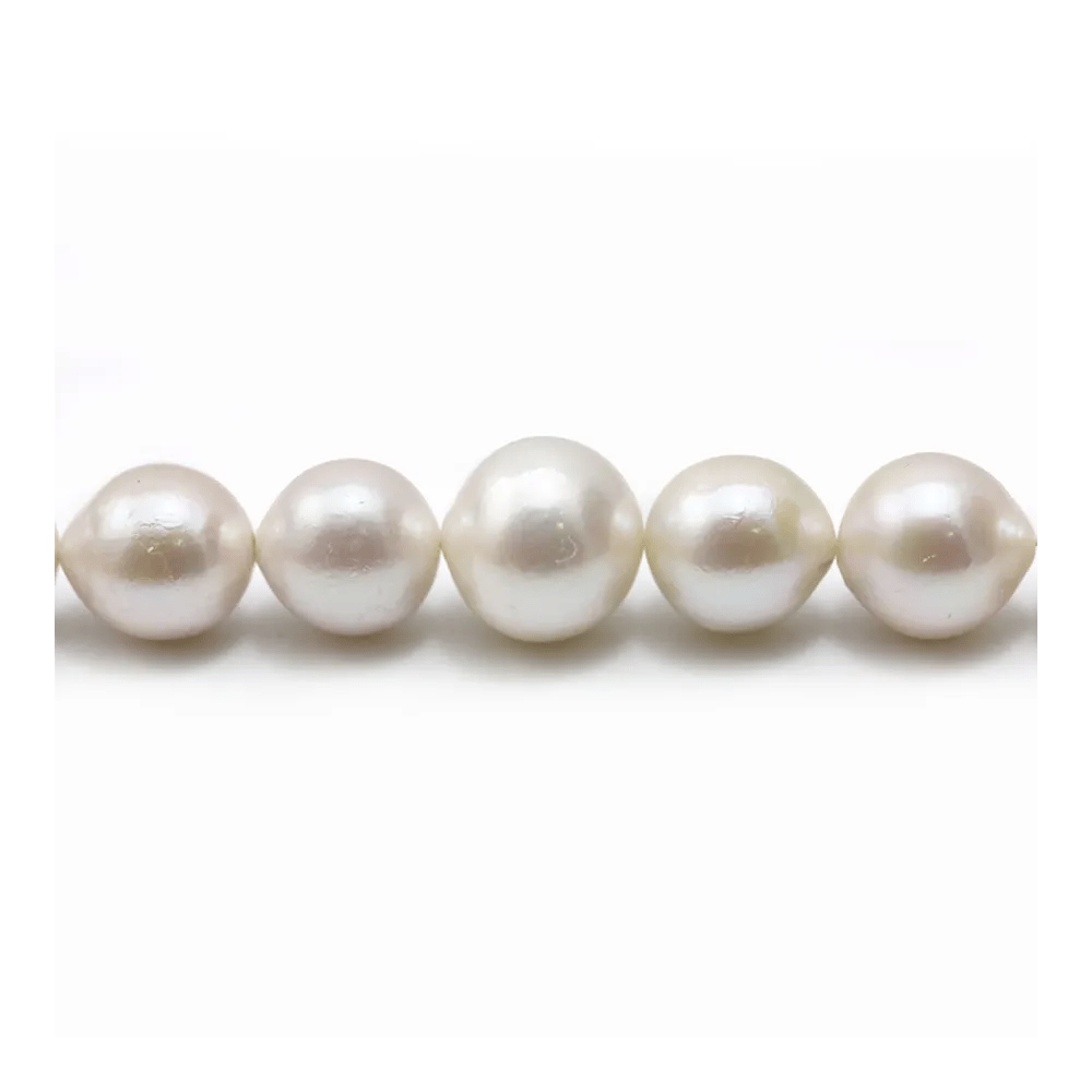 Perle d'eau douce blanche, de forme ronde, et de taille 13-16mm x 40cm