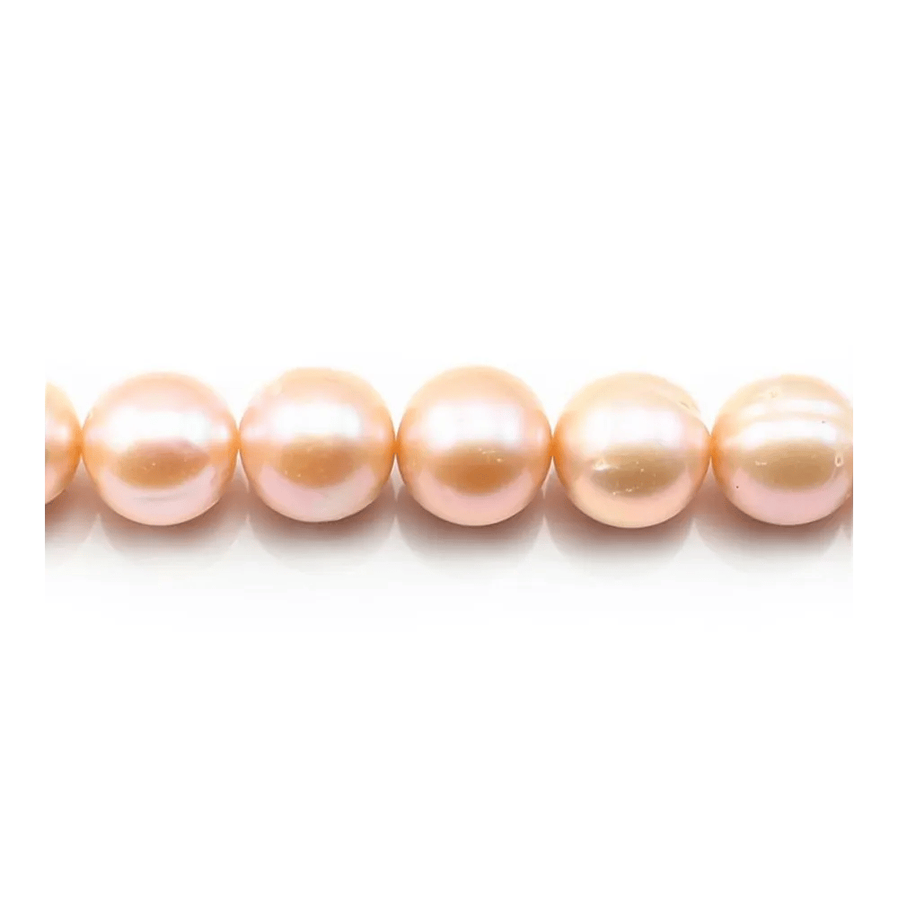 Perles d'eau Douce saumon rond 12-14mm  AA x 40cm