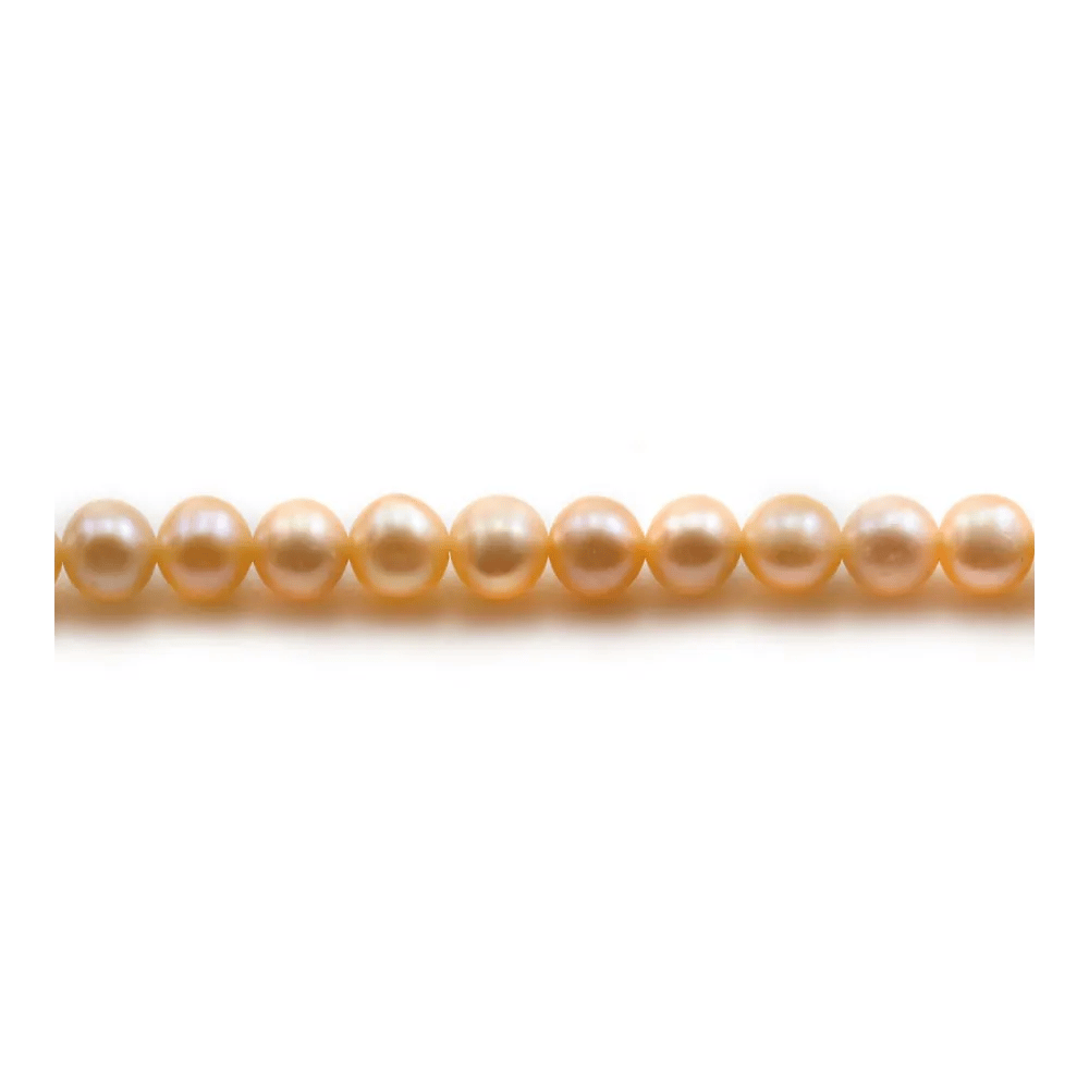 Perles de culture d'eau douce, saumon, semi-ronde 4-5mm x 37cm