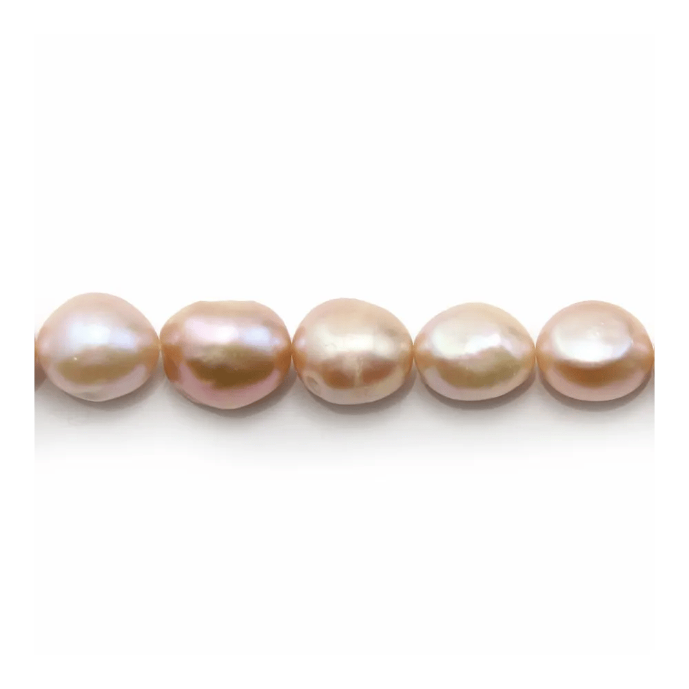 Perles d'eau Douce  baroque saumon 13-15mmx40cm