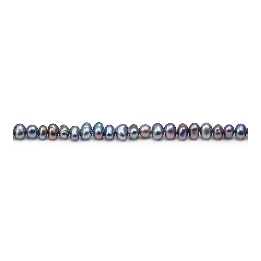 Perles de culture d'eau douce, bleu foncé, ovale/irrégulière, 2-3mm x 38cm
