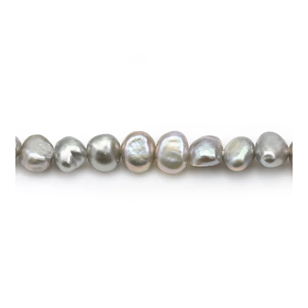 Freshwater cultured pearl, in grey color, in baroque shape, 5 - 6mm x 35cm