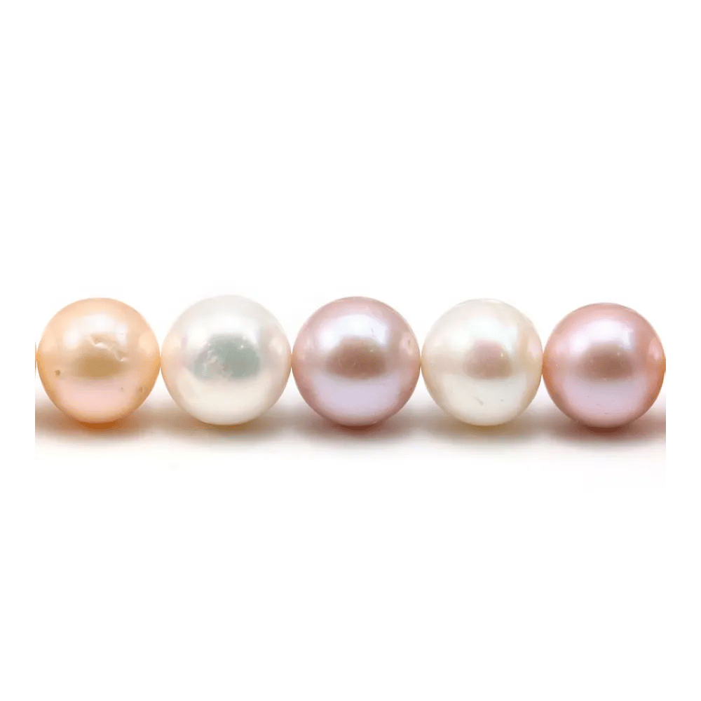 Perle d'eau douce multicolore, de forme ronde, et de taille 12-14mm x 40cm