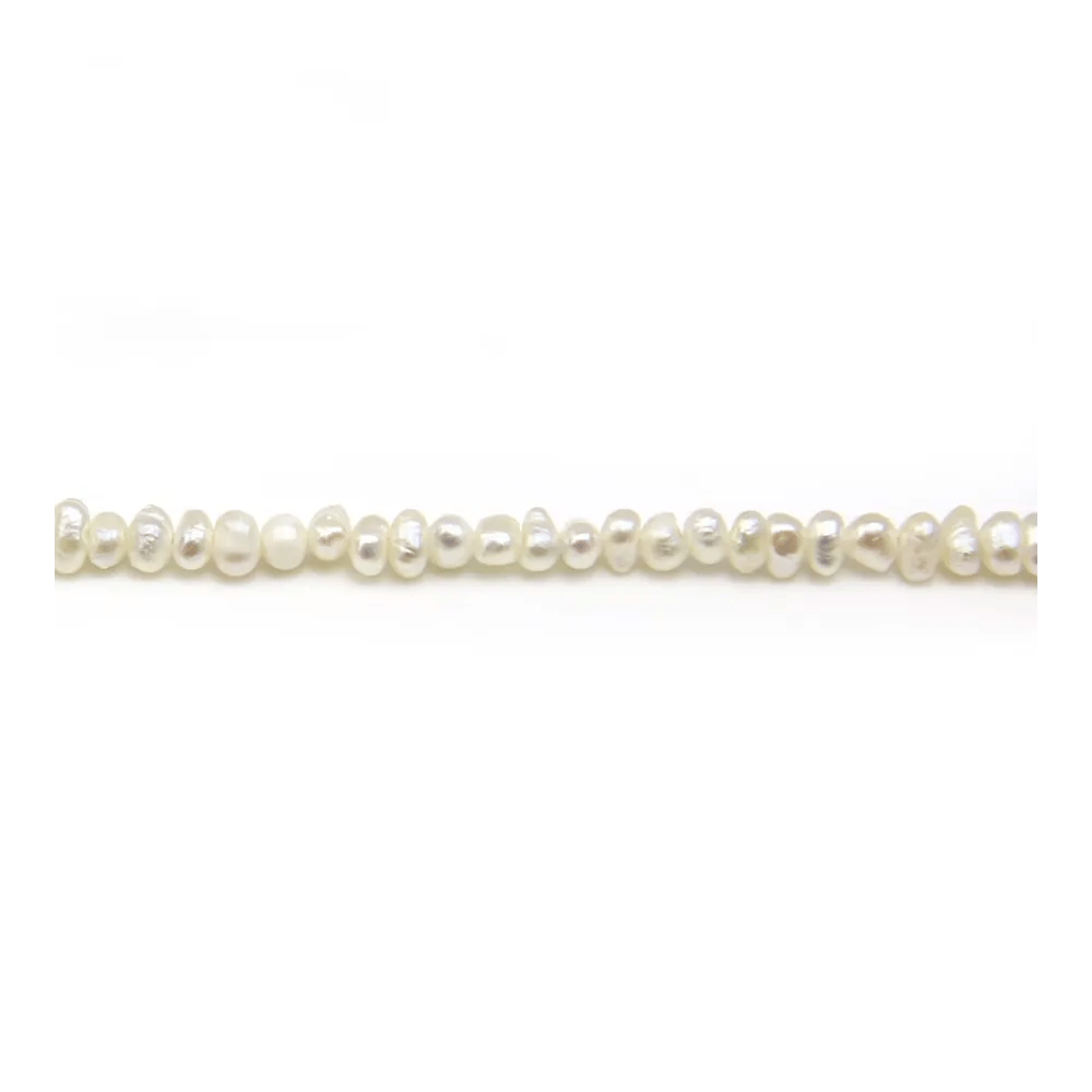 Perles de culture d'eau douce, blanche, ovale/irrégulière, 1.5-2mm x 38cm