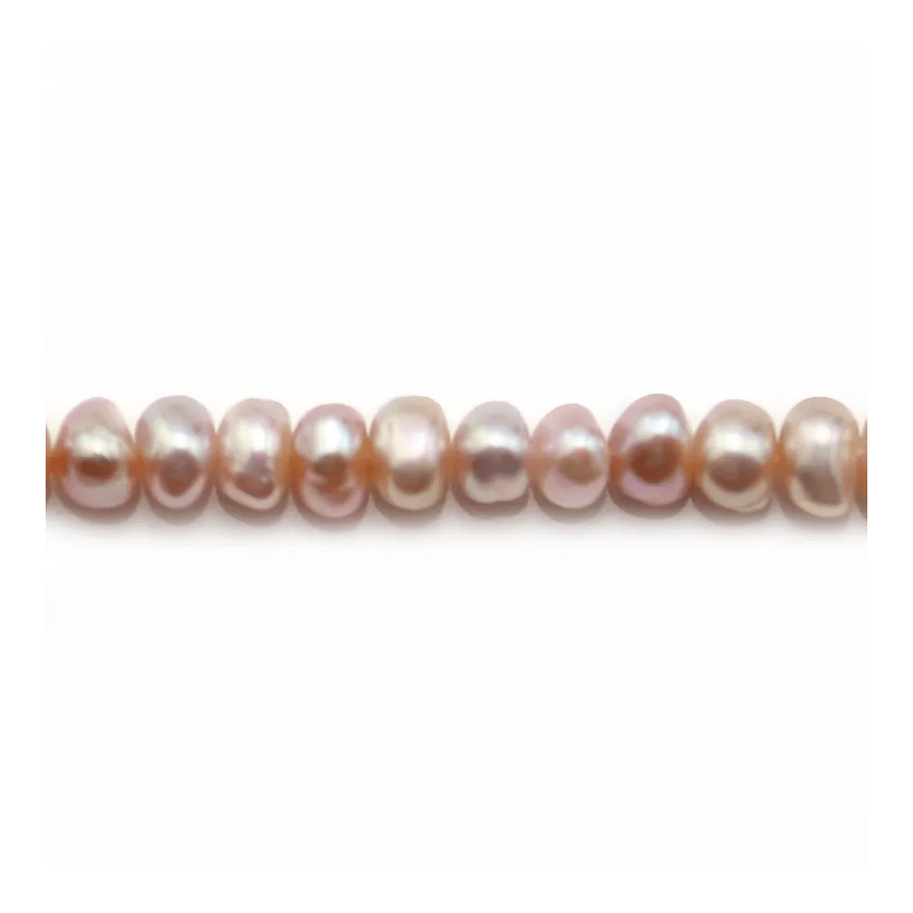 Perles de culture d'eau douce, saumon, ovale, 4-4.5mm x 40cm