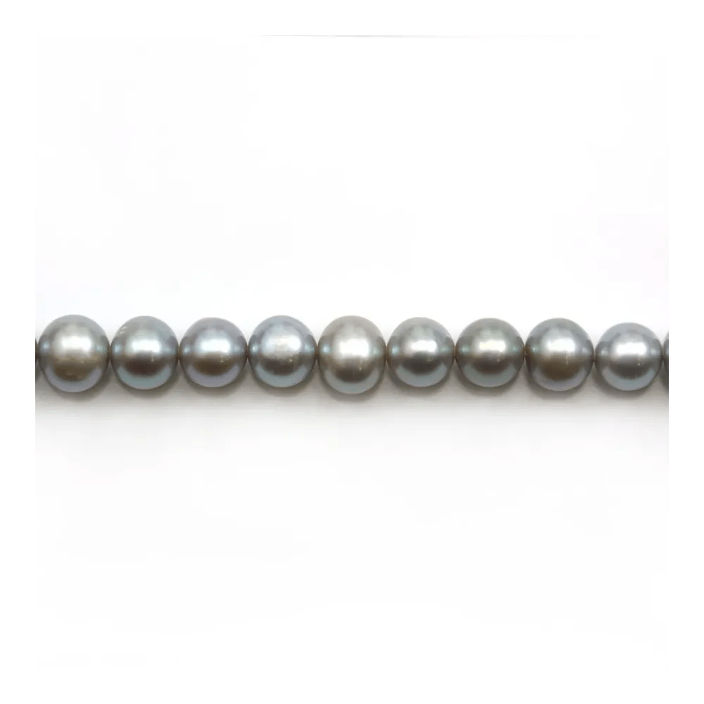 Perles de culture d'eau douce, gris, semi-ronde 7-9mm x 39cm
