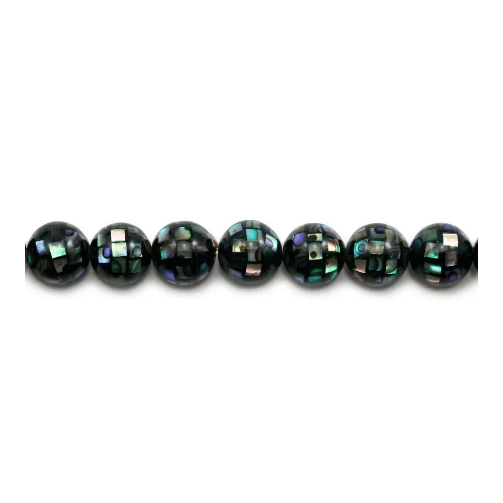 Nacre abalone en boule sur fil 8mm x 40cm
