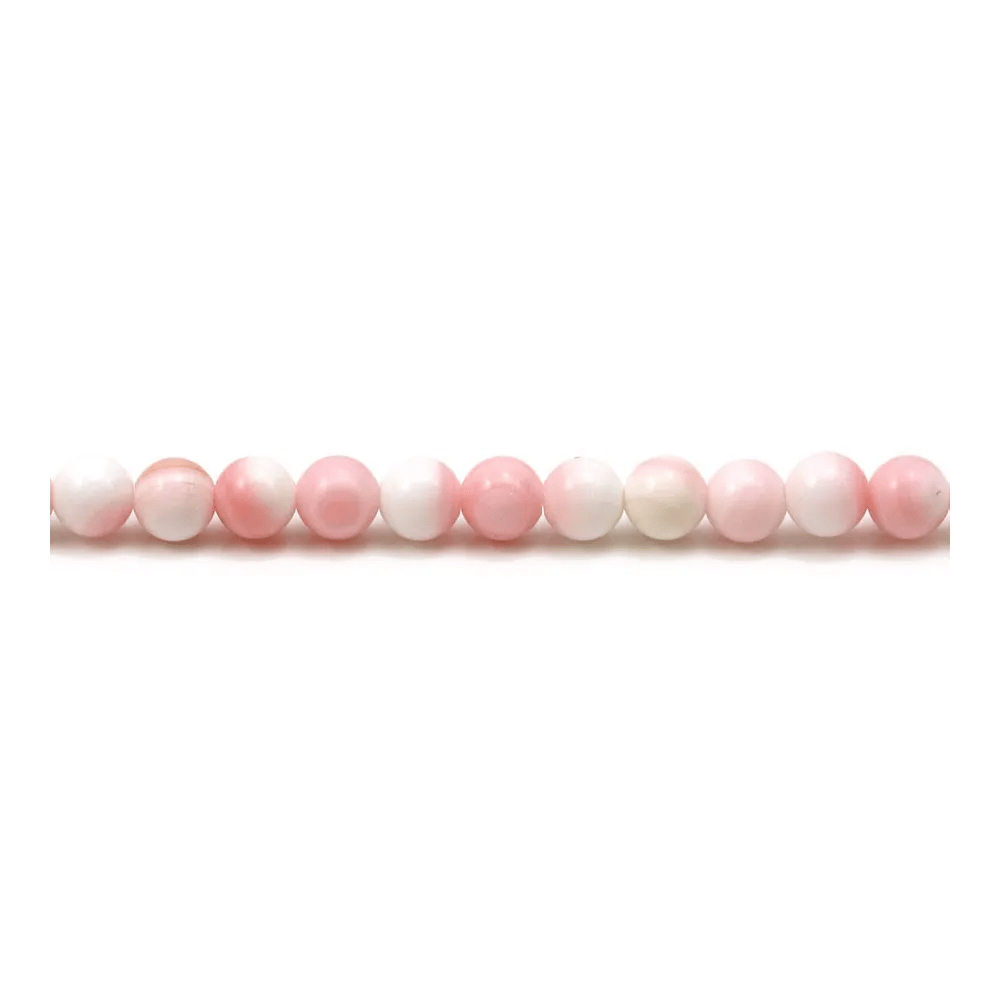 Perles de lambi rose, de forme ronde, mesurant 4mm x 40cm 