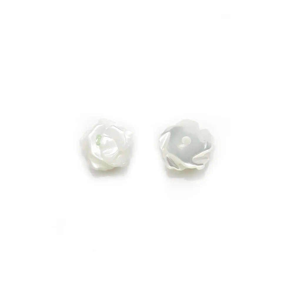 Nacre blanche en rose semi-percée 6mm x 2pcs
