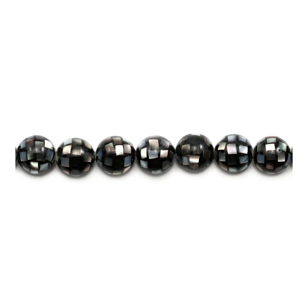 Nacre grise en boule sur fil 8mm x 40cm