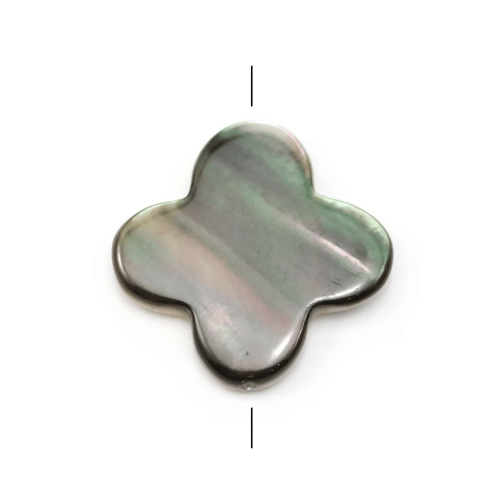 Nacre grise en forme de trèfle 18mm x 1pc