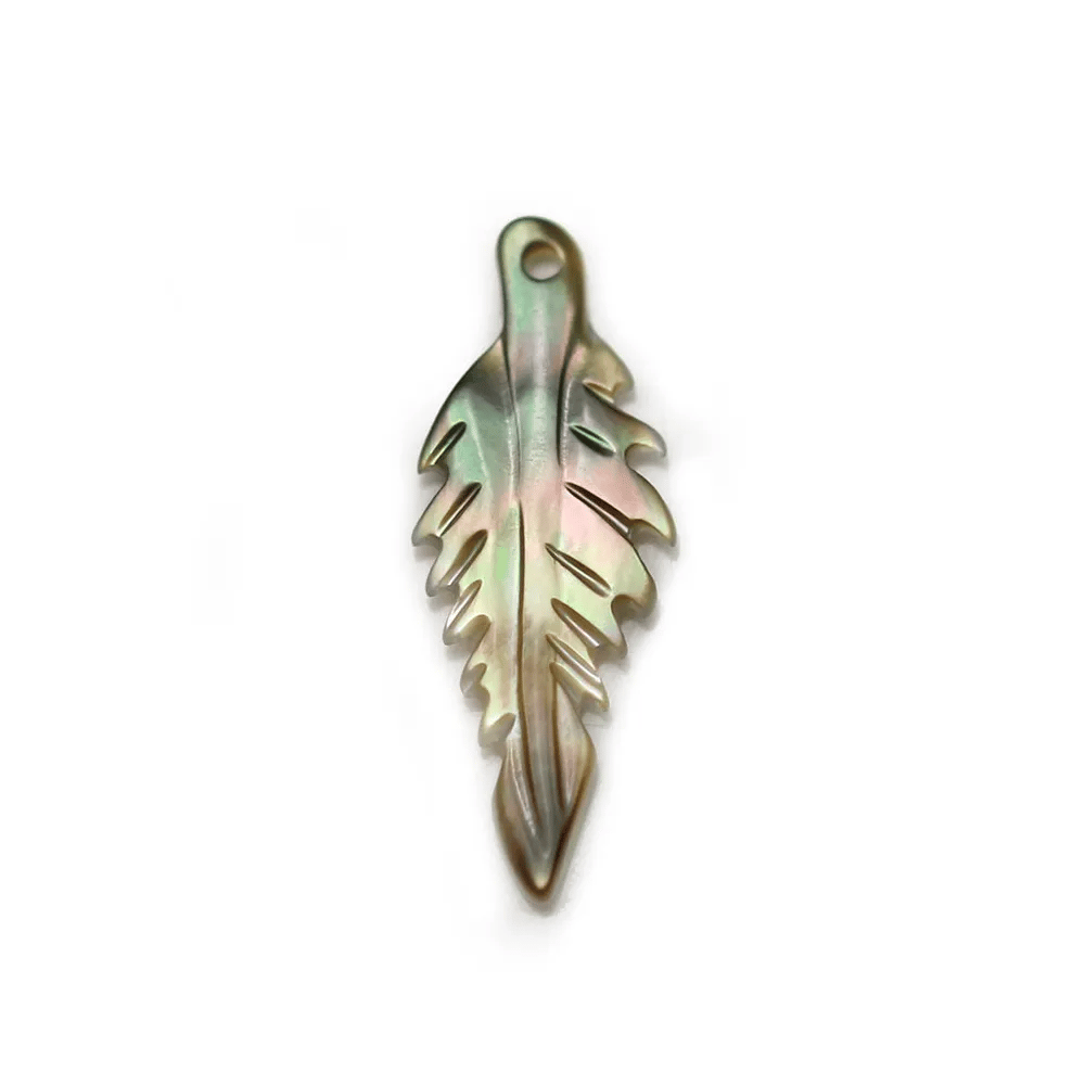 Nacre de couleur grise, en forme de feuille, 8 * 20mm x 1pc