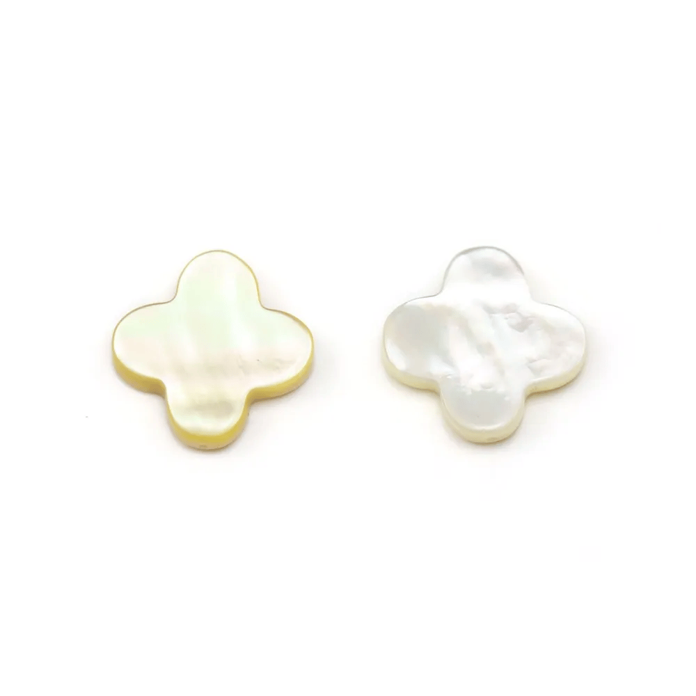 Nacre Jaune or en Forme de Trèfle 18 mm x 1pc
