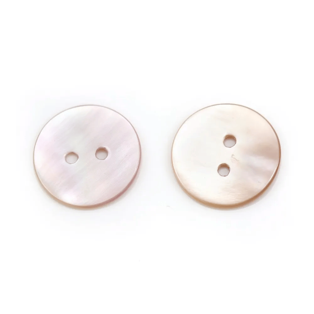 Nacre rose en forme de  bouton rond 2x20mm x 1pc