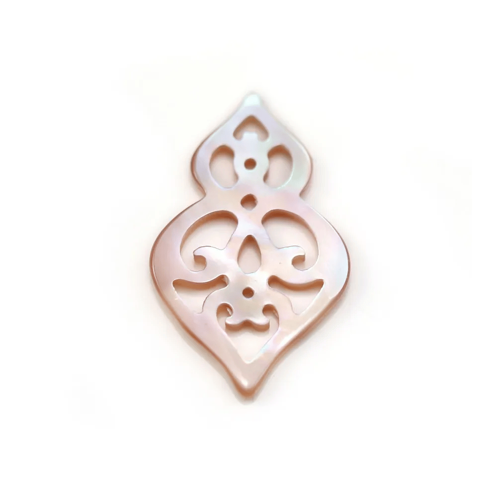 Nacre blanche gourde ajourée 16x26mm x 1pc