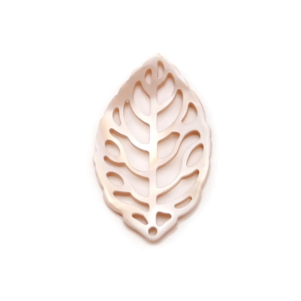 Nacre grise feuille ajourée 15x25mm x 1pc