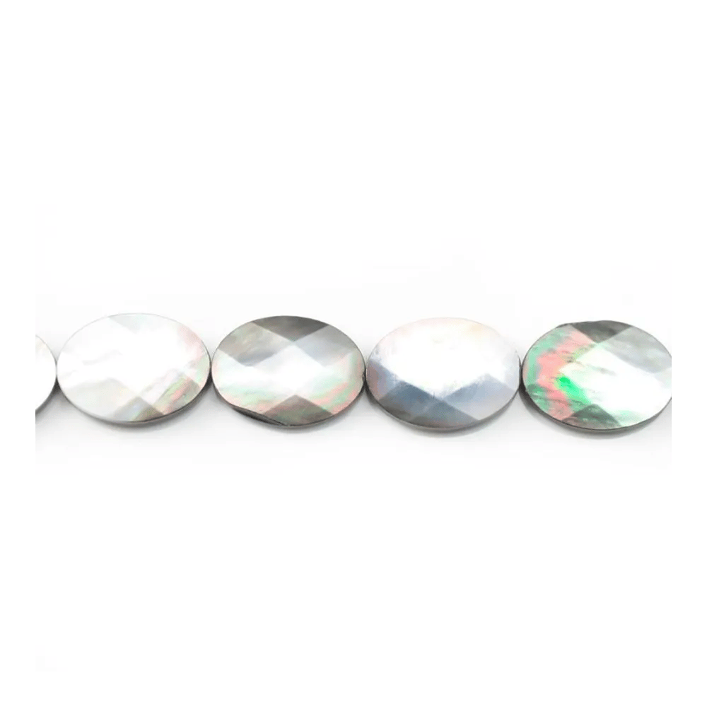 Nacre grise en forme d'oval facetté 16x20mm x 4 st