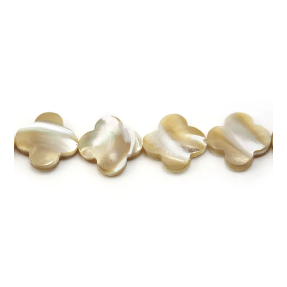 Yellow mother-of-pearl clover beads 18mm x 2pcs