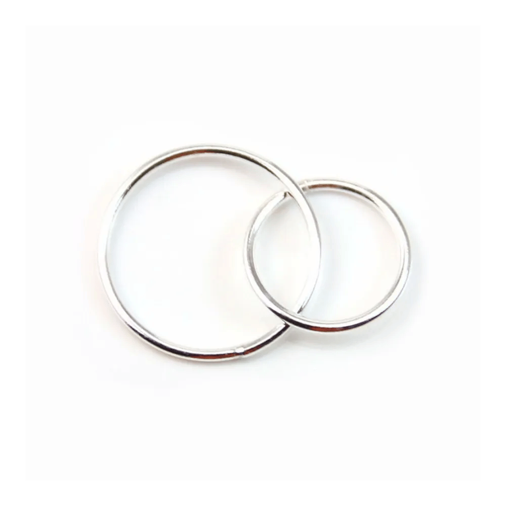 925 Silver Rings , Round, Closed, 11mm et 15mm x 1pc
