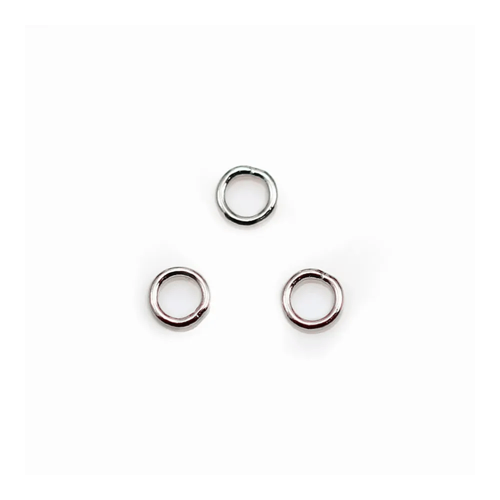 Anneaux  Rond Soudé 4 x 0,6mm argent 925 rhodié x10 pcs