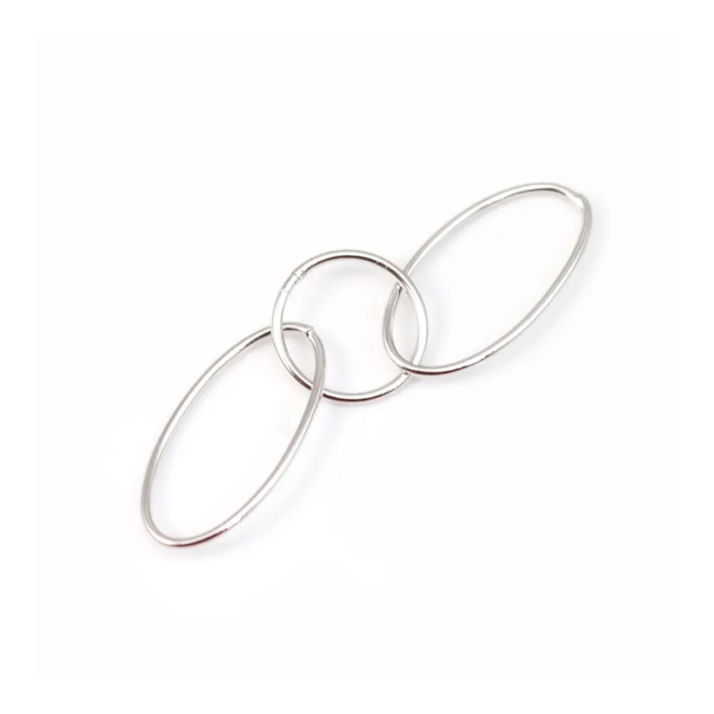 Triple anneau Ovales&Rond Rhodié argent 925x1 pc