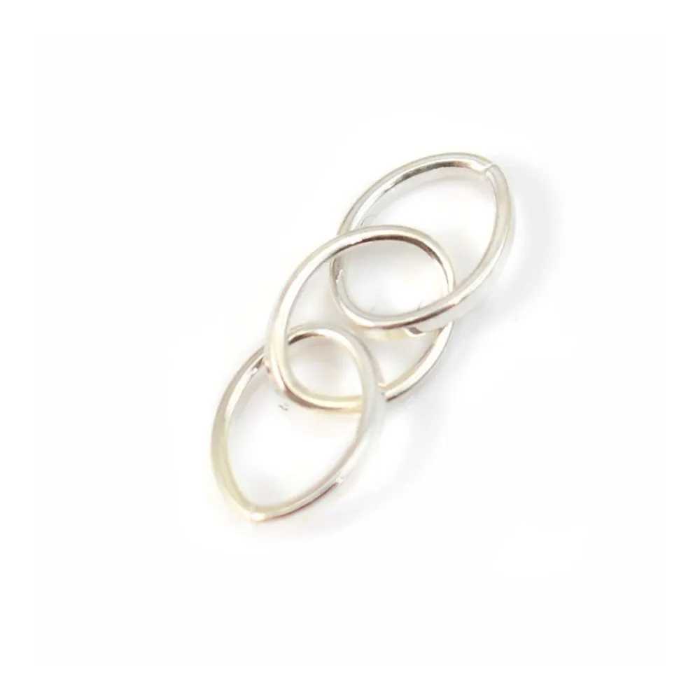 925 Silver, Triple Oval Rings, 8x6x24mm, x 2pcs