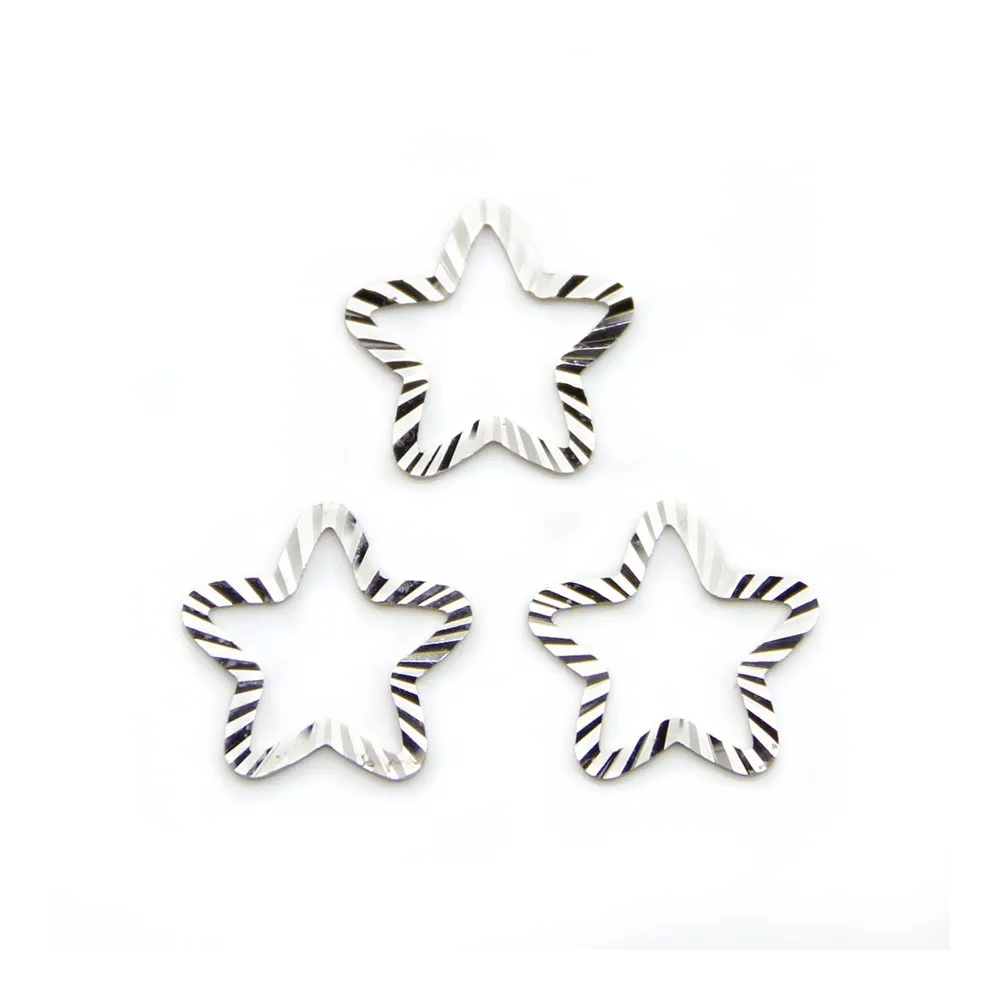 Anneaux de jonction étoile, martelés, argent 925, 11.5mm, x 2pcs