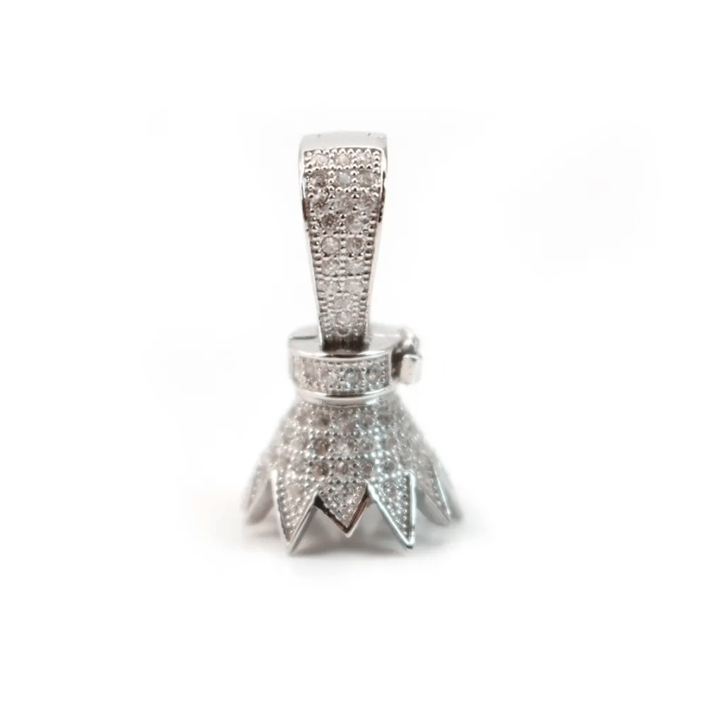 Attache pompon strass, argent 925 rhodié, 23mm x 1pc