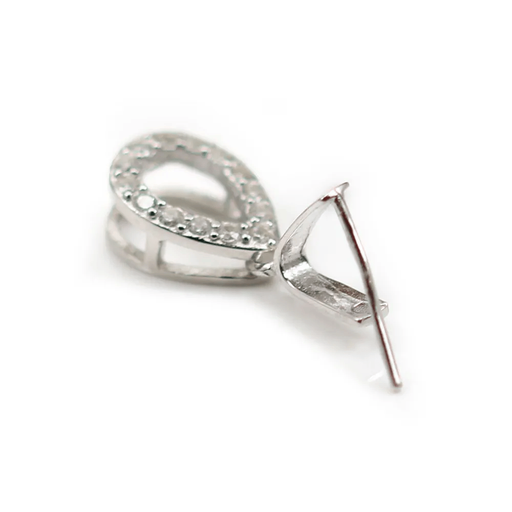Silver 925 Rhodium Bail  with  strasses 18mm x 1 pcs 