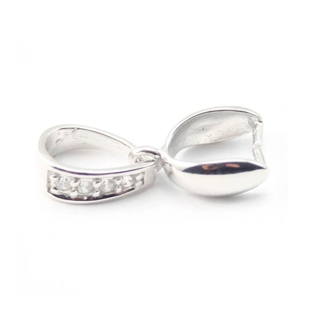 Argent 925 Rhodié Bélière  avec 1 strasses18mm x 1 pcs 