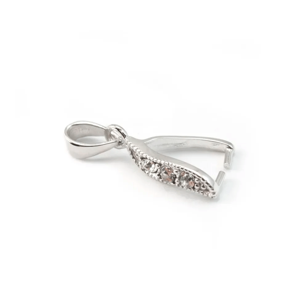 Argent 925 Rhodié Bélière  avec  strasses 20mm x 1 st 