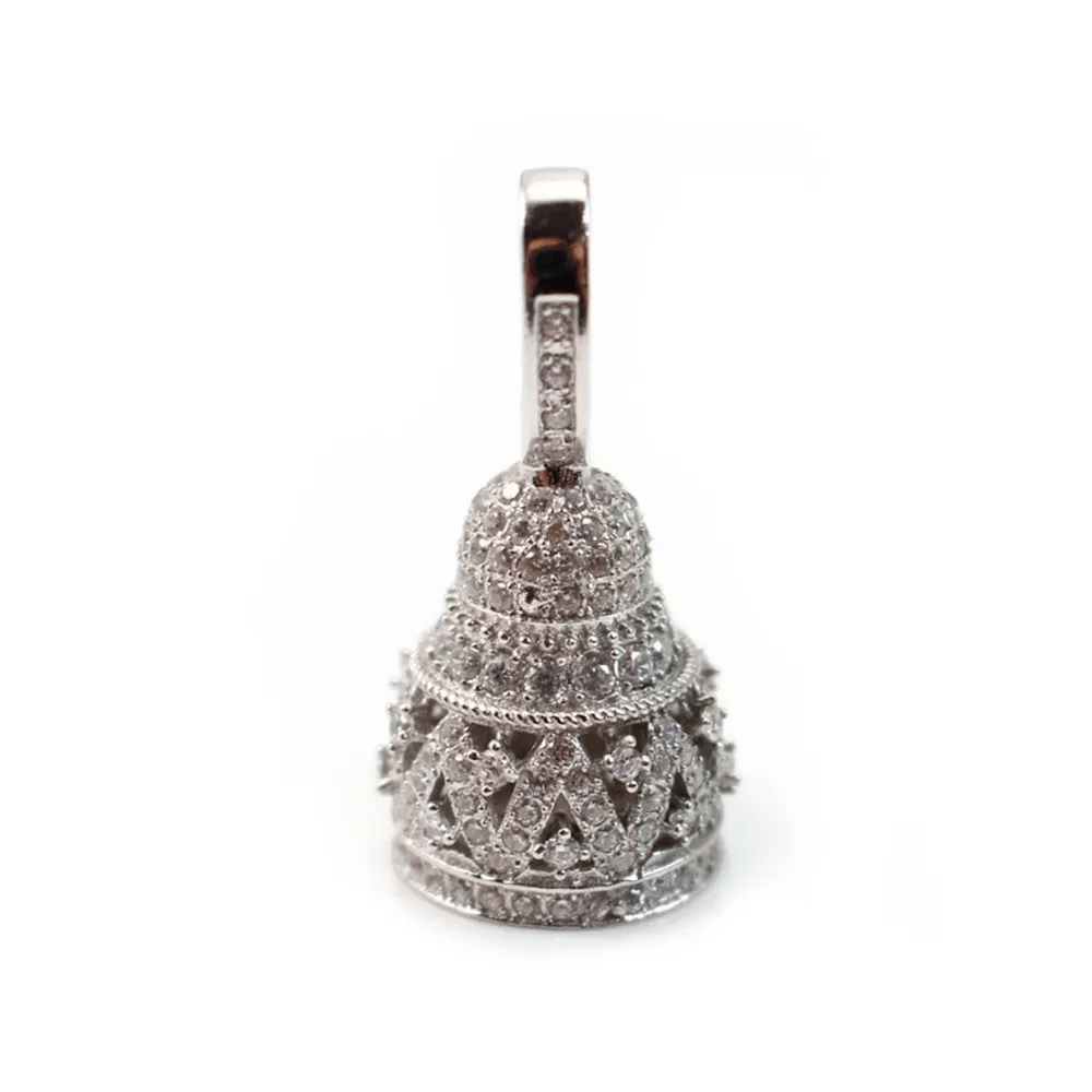 Attach pompom with strass ,sterling silver 925 rhodium,34mm x 1pc