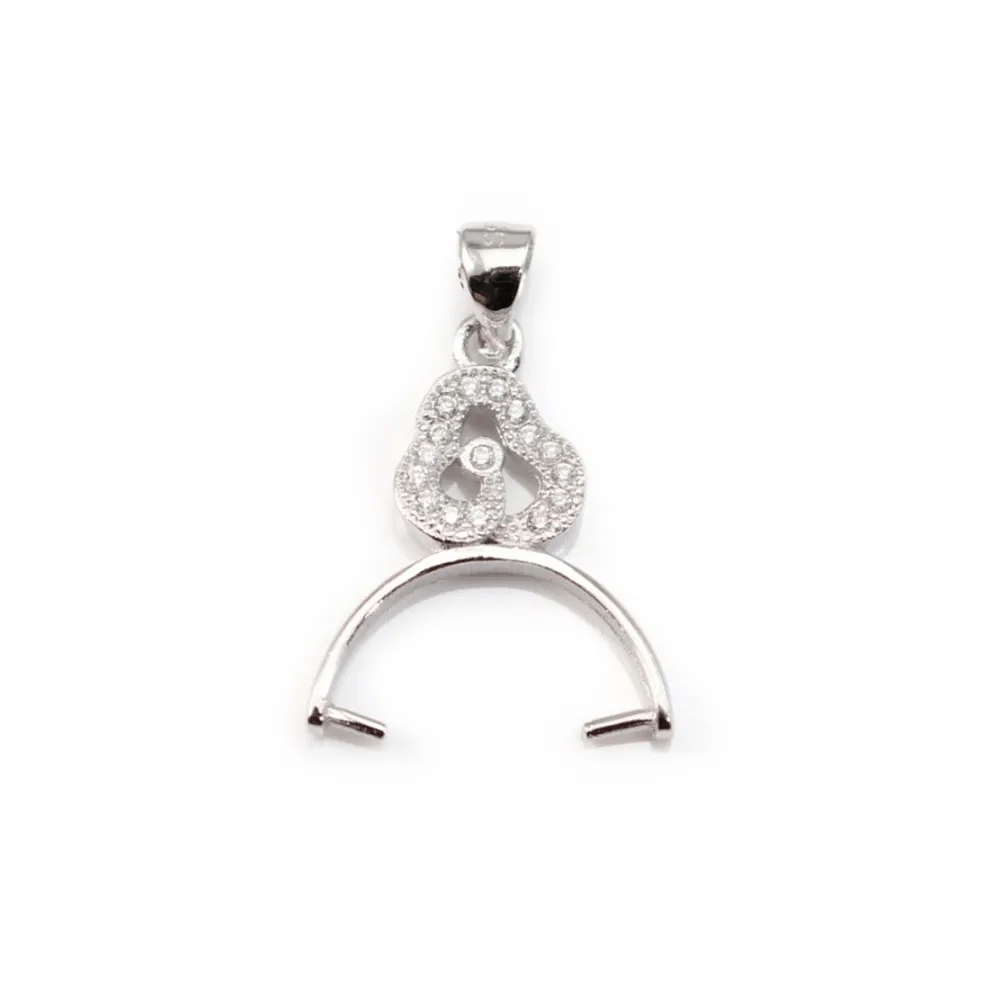 Bail with strass, Silver 925 Rhodium 14x22mm x 1pc